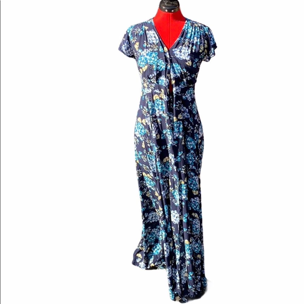 Lulus Navy Blue Floral Printed Duster Size S